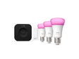 Philips Hue Starter set: 3 smart E27 bulbs, dimmer switch, Hue Bridge Pro | E27 | White and colored light
