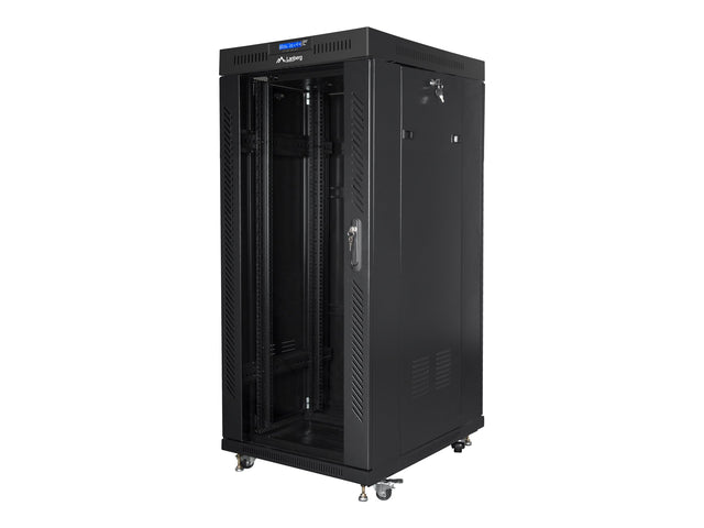 Lanberg | Rack cabinet 19" free-standing 27U/800x1000 (flat pack) with glass door, LCD | FF01-8027-12BL | Black