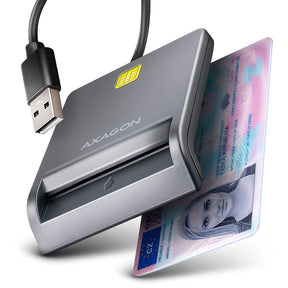 AXAGON Compact desktop USB contact Smart card/ID card reader with long USB-A cable | CRE-SM3T