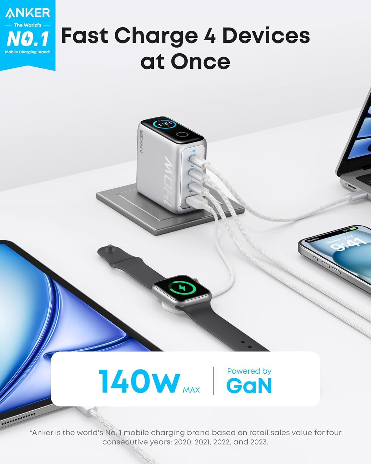 Anker Charger 4-Port with USB-C Cable, 140W | B2697G41