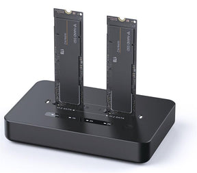 Gembird Desktop dual drive USB Type-C M.2 NVME (and SATA) SSD docking station, Black | DD2-U3M2