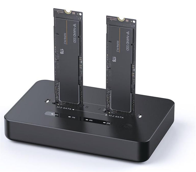 Gembird Desktop dual drive USB Type-C M.2 NVME (and SATA) SSD docking station, Black | DD2-U3M2