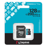 Kingston | Canvas Go! Plus | 128 GB | microSD | Flash memory class Class 10, UHS-I, U3, V30, A2