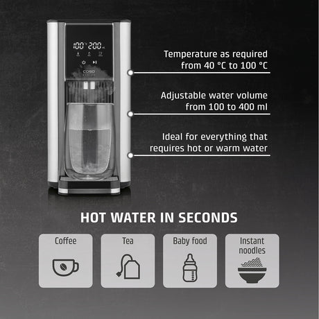 Caso | Turbo hot water dispenser | HW 620 | Water Dispenser | 2600 W | 2.5 L | Plastic/Stainless Steel | Black/Stainless Steel