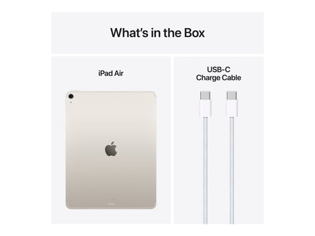 Apple | iPad Air Wi-Fi + Cellular | 13 " | Starlight | IPS | 2732 x 2048 pixels | Apple M3 | 8 GB | 512 GB | 3G | 4G | 5G | Wi-Fi | Front camera | 12 MP | Rear camera | 12 MP | Bluetooth | 5.3 | iPadOS | USB-C charging cable