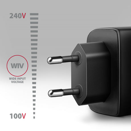AXAGON GaN wallcharger 2x port (USB-A + USB-C), PD3.0/PPS/QC4+/SFC2.0/AFC/SCP/FCP/Apple, 45W | ACU-PQ45