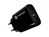 Natec Ribera USB Charger 1X USB-A + 1X USB-C 20W, Black