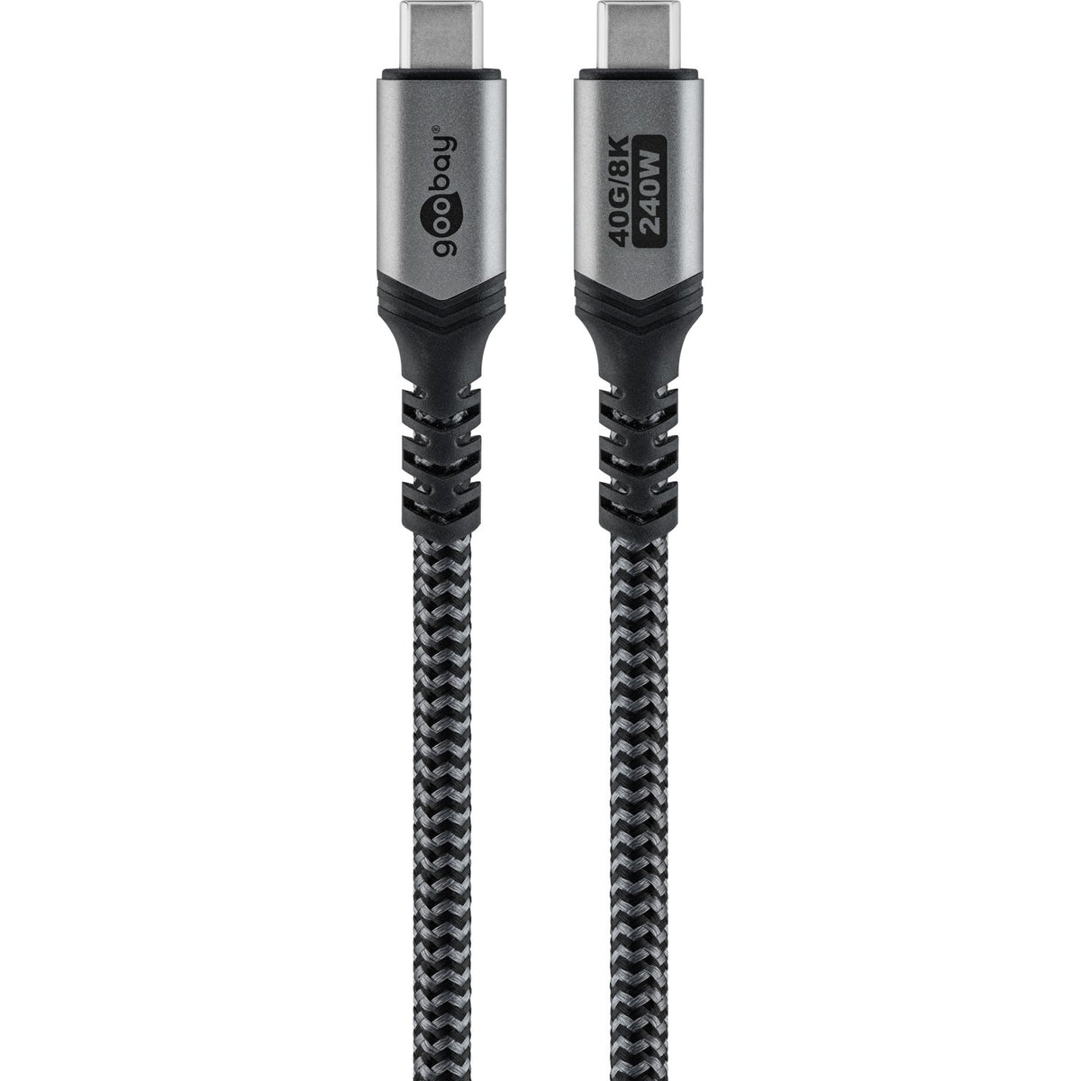 Goobay USB-C Cable, USB4, 1.8 m, bBack/Silver | USB-C to USB-C