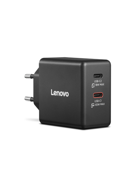 Lenovo Dual USB-C 65W GaN Charger | Charger | USB-C | 65 W