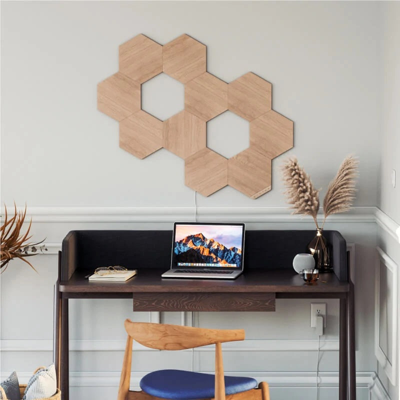 Nanoleaf | Elements Wood Look Hexagons Starter Kit (13 panels) | Cool White + Warm White