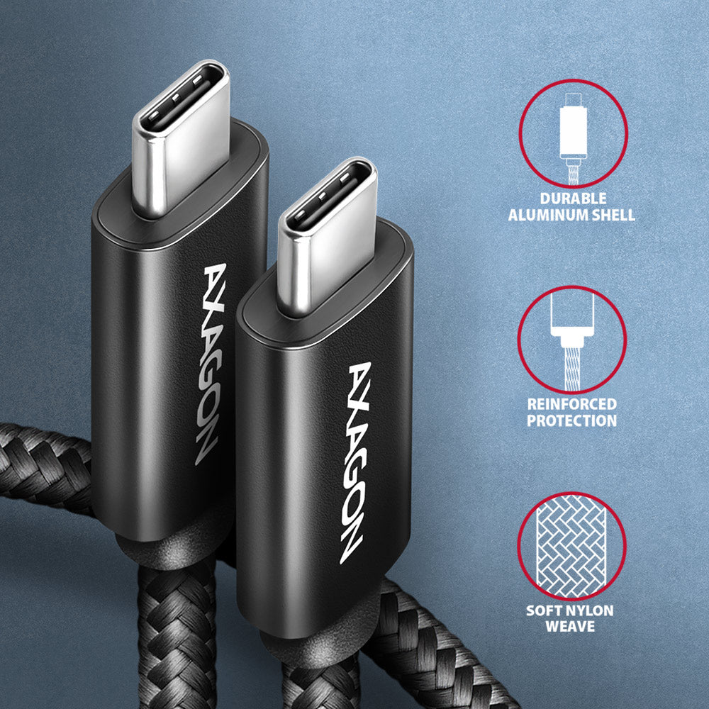 AXAGON | Data and charging USB4 Gen 3x2 cable, 1 m | BUCM3-CM15AB | USB Type C - USB Type C