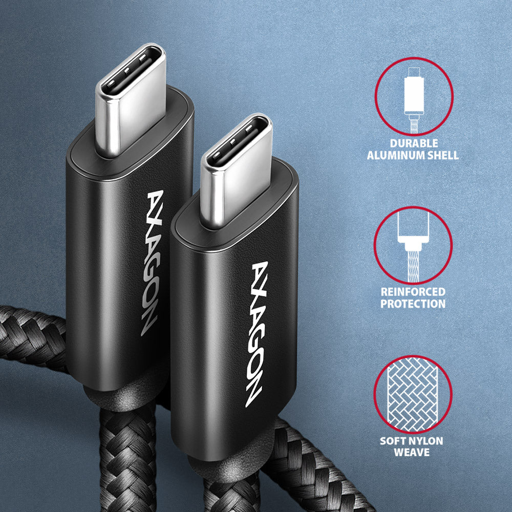 AXAGON | Data and charging USB 480Mbps cable, 2.5 m | BUCM2-CM25AB | USB-C to USB-C