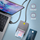 AXAGON Compact desktop USB contact Smart card/ID card reader with long USB-A cable | CRE-SM3T