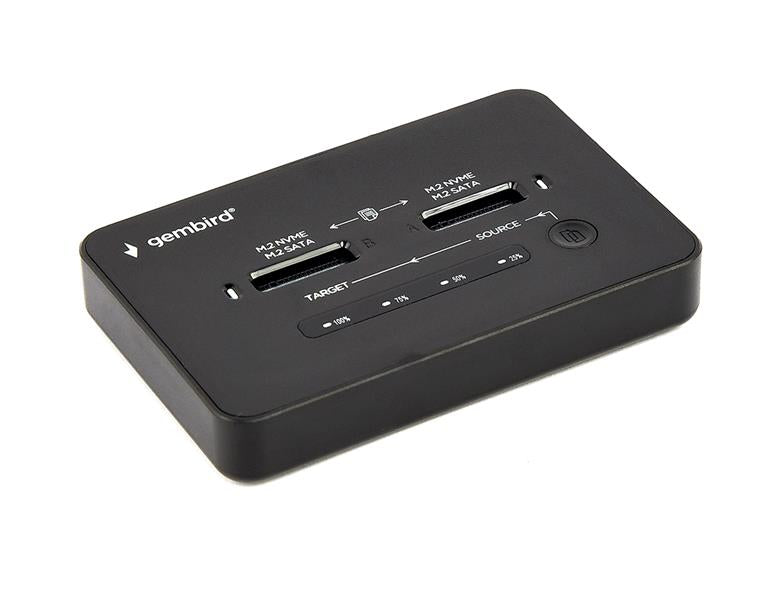Gembird Desktop dual drive USB Type-C M.2 NVME (and SATA) SSD docking station, Black | DD2-U3M2