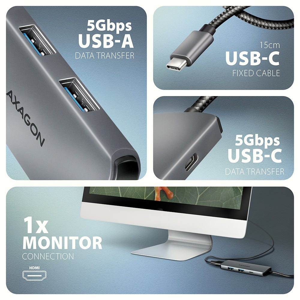 AXAGON USB-C 5Gbps 5in1 hub | HMC-5H