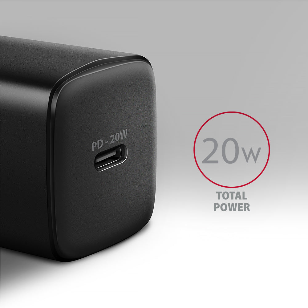 AXAGON Wallcharger 1x port USB-C, PD3.0/PPS/QC4+/AFC/FCP/Apple, 20W | ACU-PD20