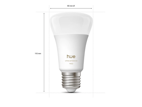 Philips Hue WA 1100 A60 1P EU | E27 | 8.1 W | Warm to cool white light | Bluetooth and Zigbee