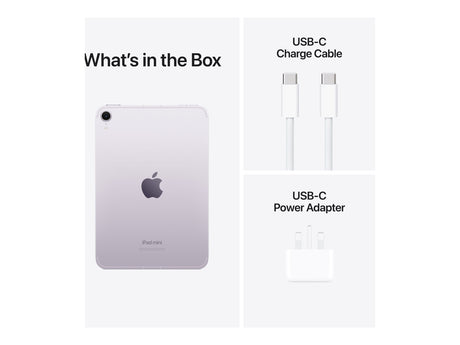 Apple | iPad mini Wi-Fi + Cellular | 8.3 " | Purple | IPS | 2266 x 1488 pixels | Apple A17 Pro | 256 GB | 3G | 4G | 5G | Wi-Fi | Front camera | 12 MP | Rear camera | 12 MP | Bluetooth | 5.3 | iPadOS | USB-C charging cable