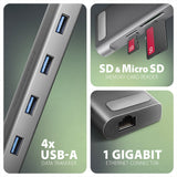 AXAGON USB-C 5Gbps LONGER 9in1 hub | HMC-10HLS