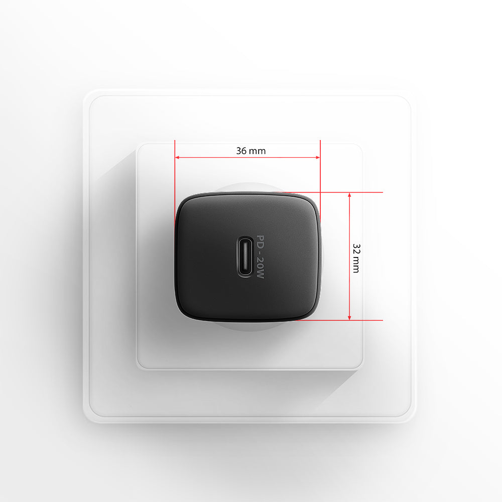 AXAGON Wallcharger 1x port USB-C, PD3.0/PPS/QC4+/AFC/FCP/Apple, 20W | ACU-PD20