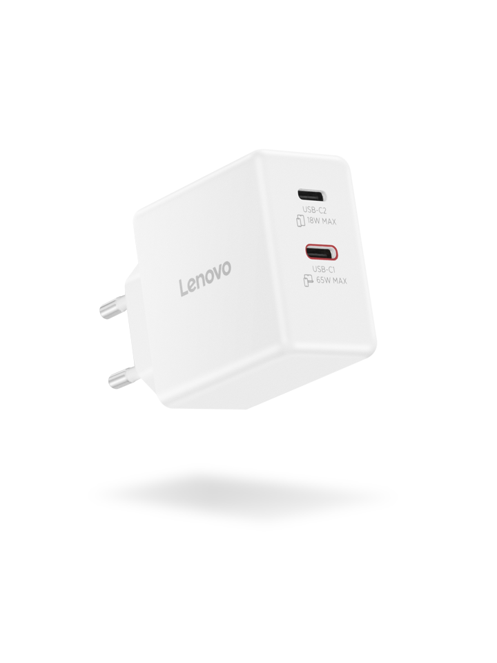 Lenovo Dual USB-C 65W GaN Charger | Charger | USB-C | 65 W