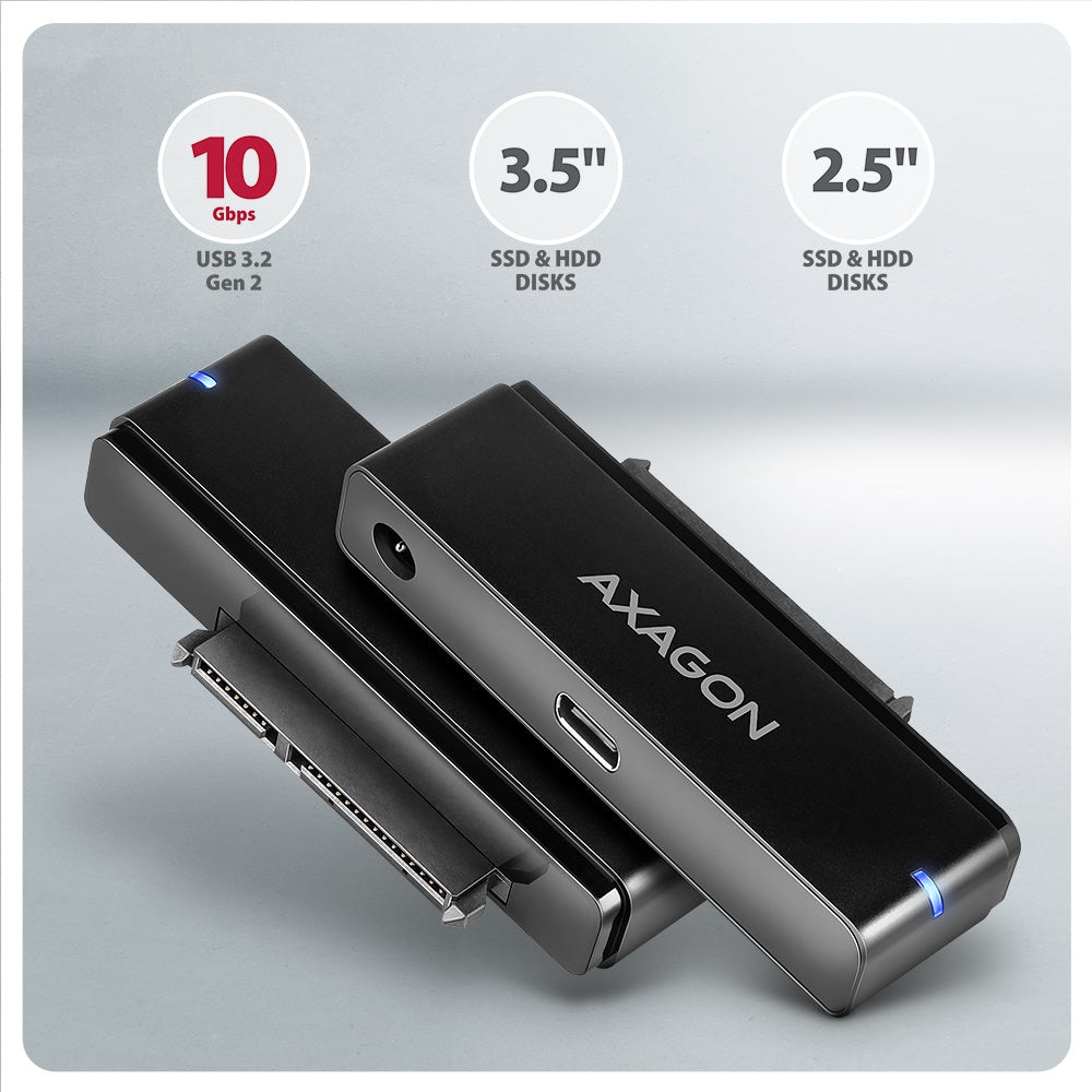AXAGON USB-C 10Gbps FAST PORT X adapter for 2.5"/3.5" SSD/HDD | ADSA-FPX