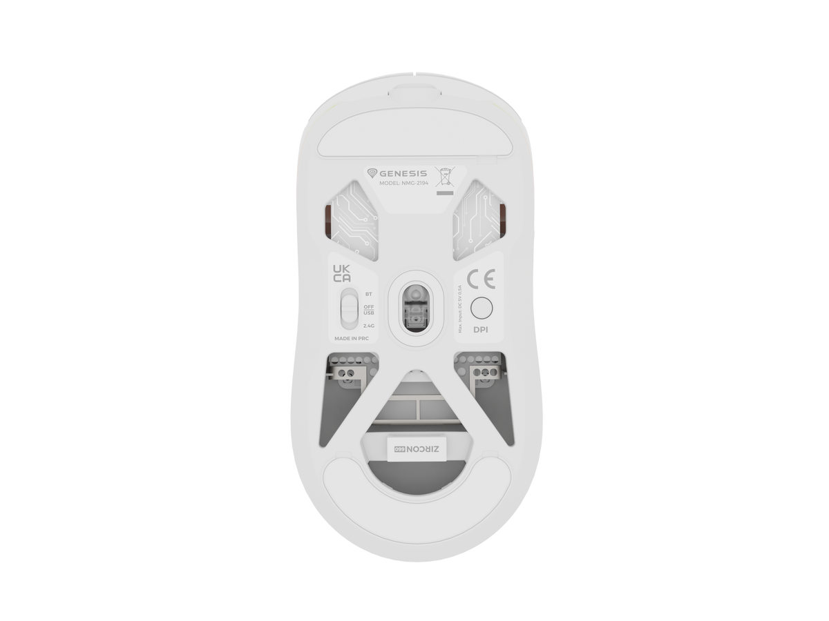 Genesis | Zircon 660 PRO | Gaming Mouse | Wireless/Wired | 2.4 GHz, Bluetooth, USB | White