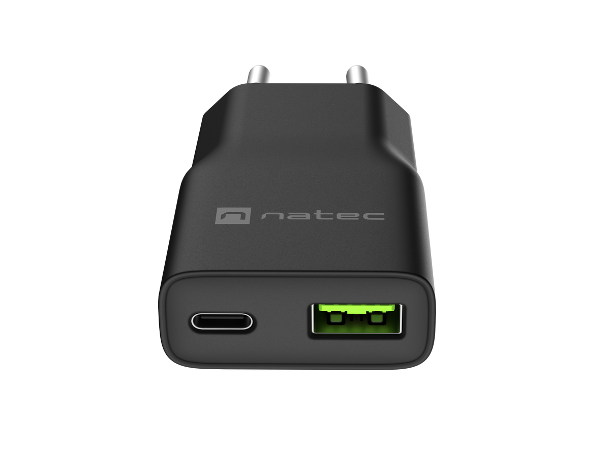 Natec Ribera USB Charger Gan Slim USB 1X USB-A + 1X USB-C 20W | NUC-2377