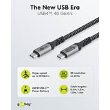Goobay USB-C Cable, USB4, 1.8 m, bBack/Silver | USB-C to USB-C