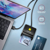 AXAGON Compact desktop USB contact Smart/ID & SD/microSD/SIM card reader with long, USB-A cable | CRE-SM3SD