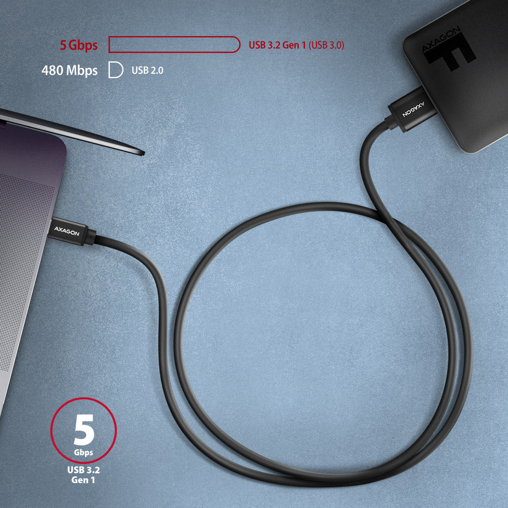 AXAGON | Data and power suply cable, 1 m | BUMM3-CM10AB | USB Type C to USB Type Micro-B
