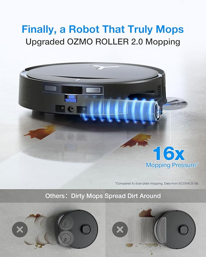 Ecovacs Robotic Vacuum Cleaner | DEEBOT T80S OMNI BLACK | Wet&Dry | 6400 mAh | 24800 Pa | Black