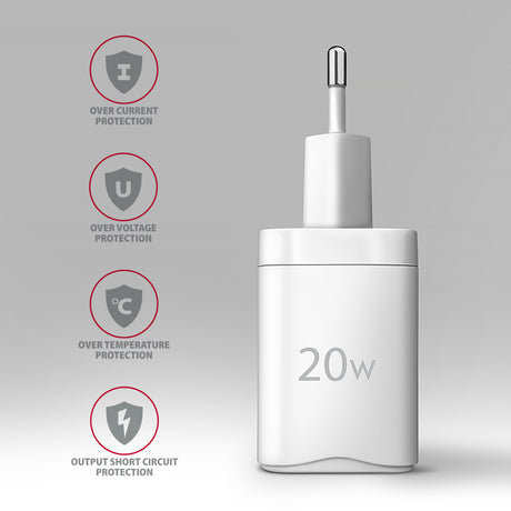 AXAGON Wallcharger 1x port USB-C, PD3.0 / PPS /QC4+/AFC/FCP/Apple, 20W | ACU-PD20W