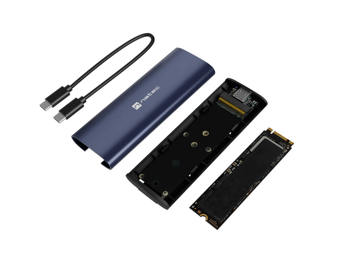 Natec | Rhino M.2 NVME Lite USB-C External, Gen 2 Steel Navy | Solid-state drive interface NVMe