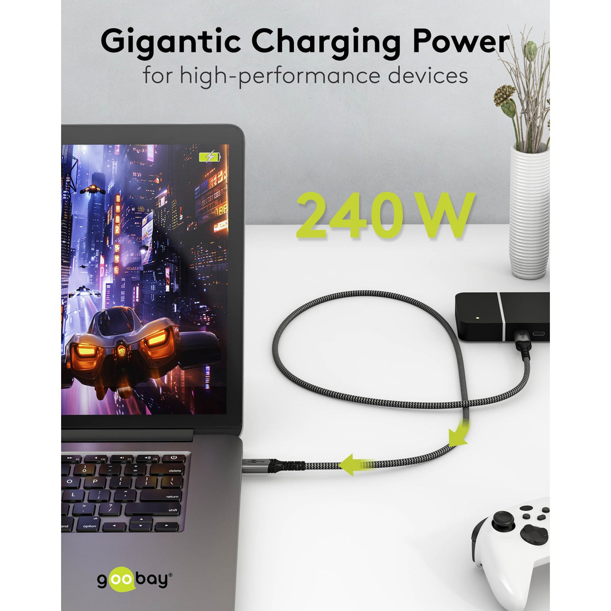 Goobay USB-C Cable, USB4, 1.8 m, bBack/Silver | USB-C to USB-C