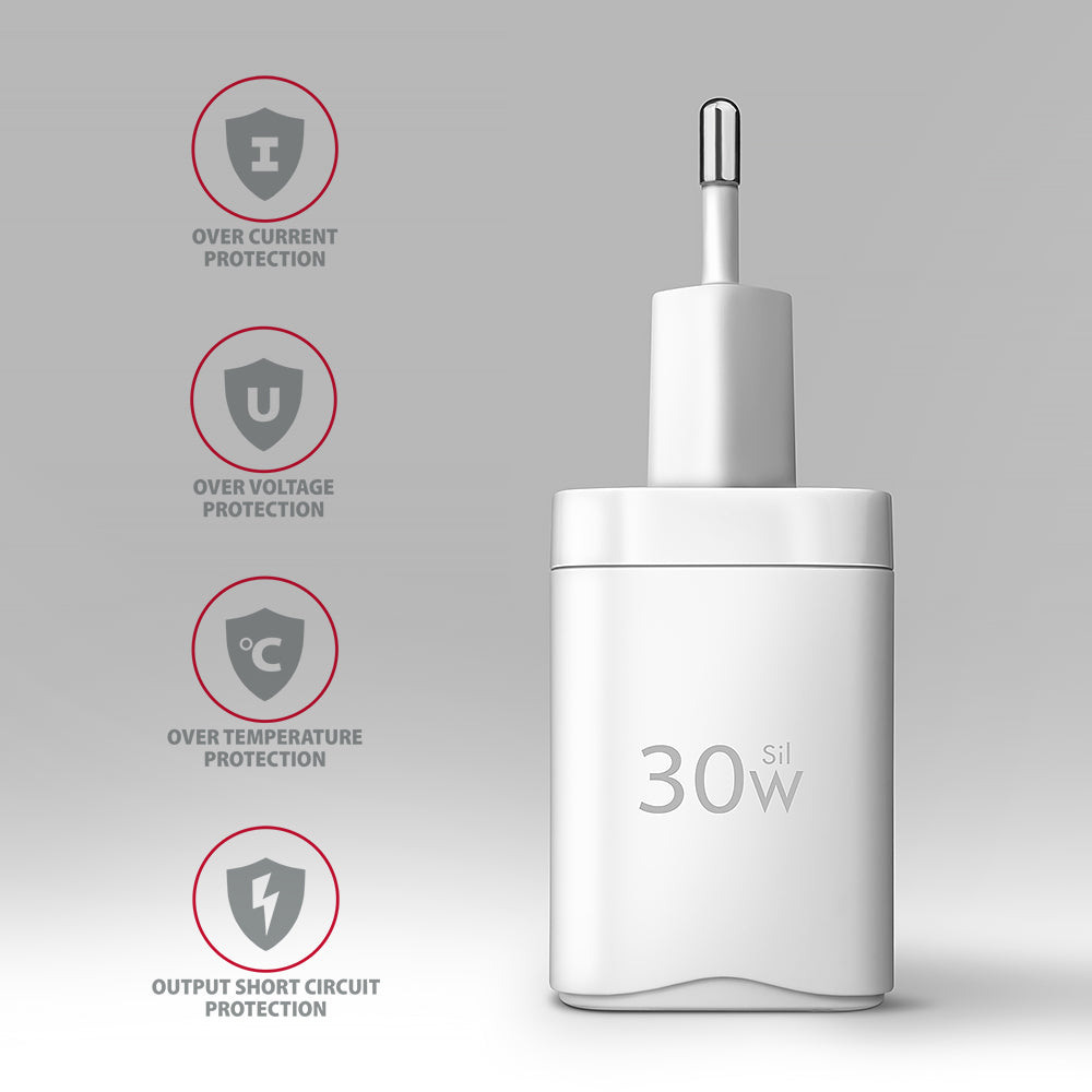 AXAGON Sil wallcharger 1x port USB-C, PD3.0 /PPS/QC4+/SFC/AFC/Apple, 30w | ACU-PD30W