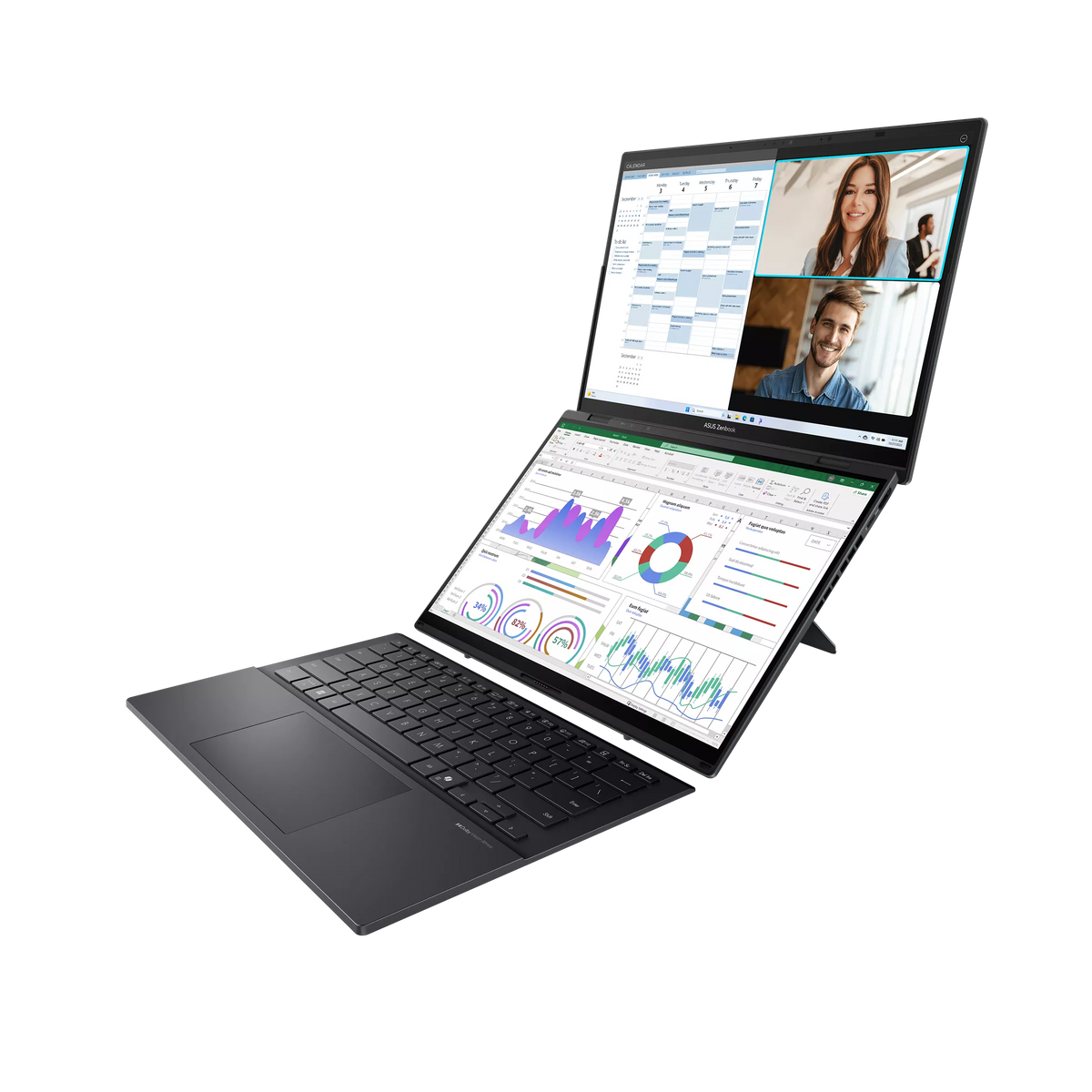 Asus Zenbook Duo UX8406CA-QL358X | Inkwell Gray | 14 " | OLED | Touchscreen | FHD | 1920 x 1200 pixels | 60 Hz | Glossy | Intel Core Ultra 7 | 255H | 16 GB | LPDDR5X | Solid-state drive capacity 1000 GB | Intel Arc Graphics | Windows 11 Pro | 802.11be | B