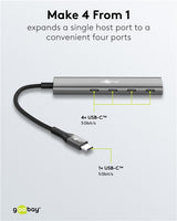 Goobay Slim 4-Port USB Hub, USB-C to USB-C, 5 Gbit/s