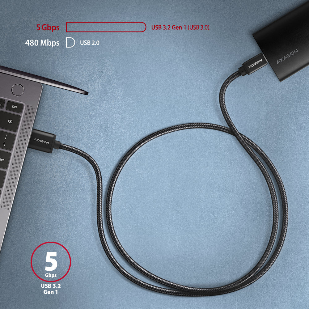 AXAGON | Data and charging USB 3.2 Gen1 cable, 1.5 m | BUCM3-AM15AB | USB Type C - USB Type A
