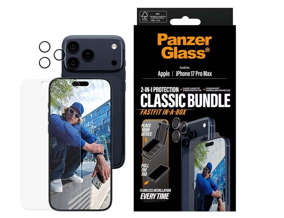 PanzerGlass 2-in-1 Classic Bundle | Screen Protector/Lens protector | Apple | iPhone 17 Pro Max | Transparent