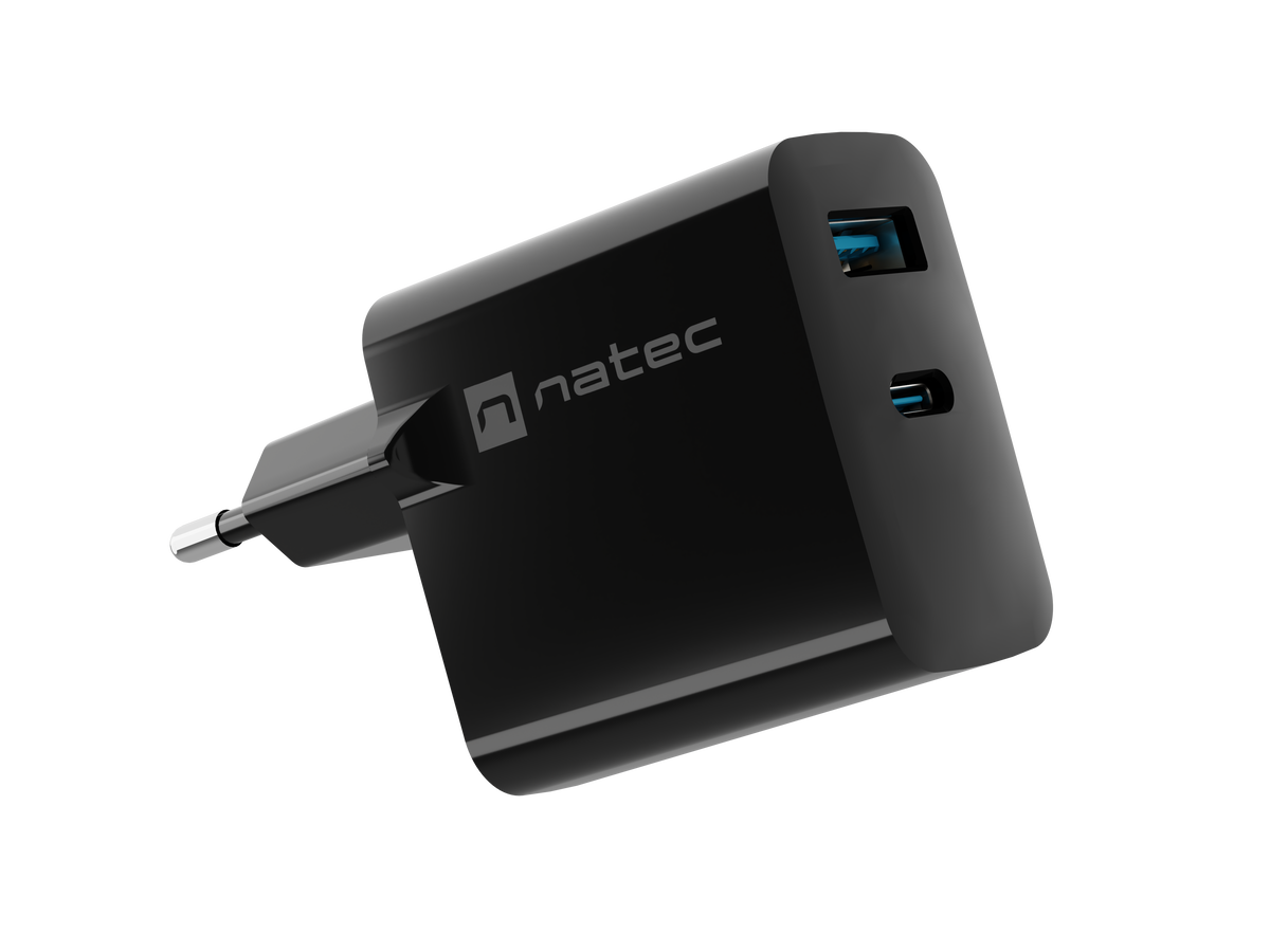 Natec Ribera USB Charger, 1x USB-A, 1x USB-C, 45 W | NUC-2143