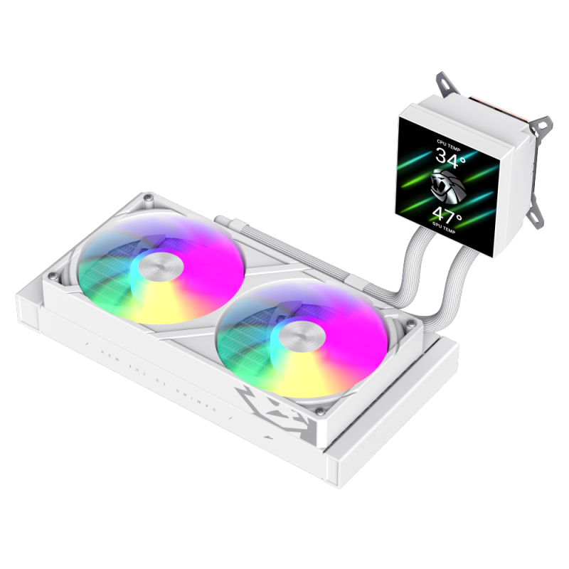 Gamemax CPU Liquid Cooler | GLACIER 240 LCD WH | White