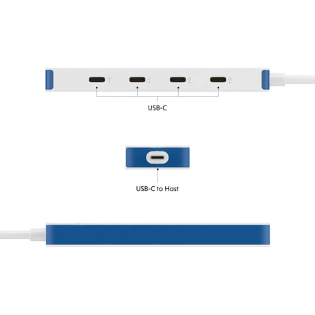 Hyper HyperDrive Flex 4 Port USB-C Hub, White/Blue | HD5201BUGL