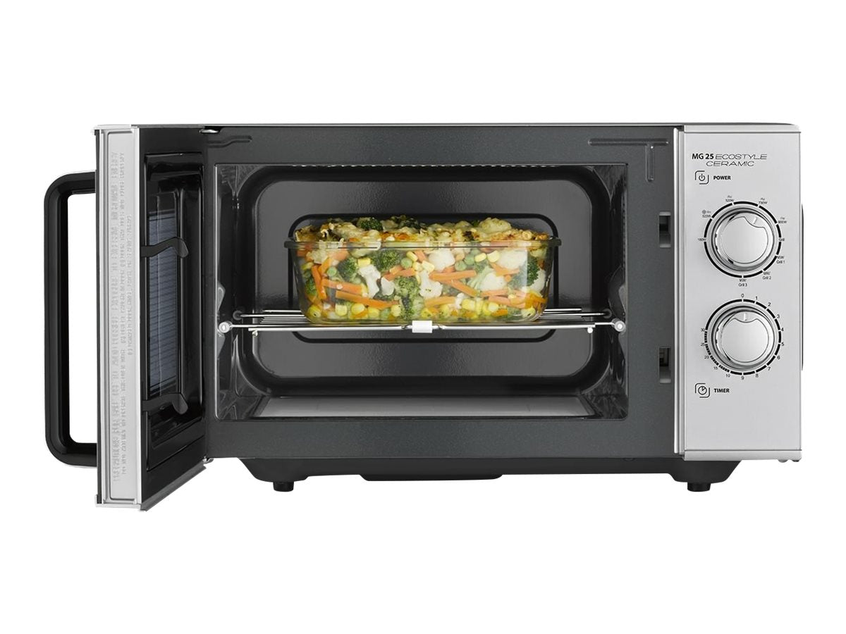 Caso | Ceramic Microwave Oven with Grill | MG 25 Ecostyle | Free standing | 900 W | 25 L | Grill | Silver