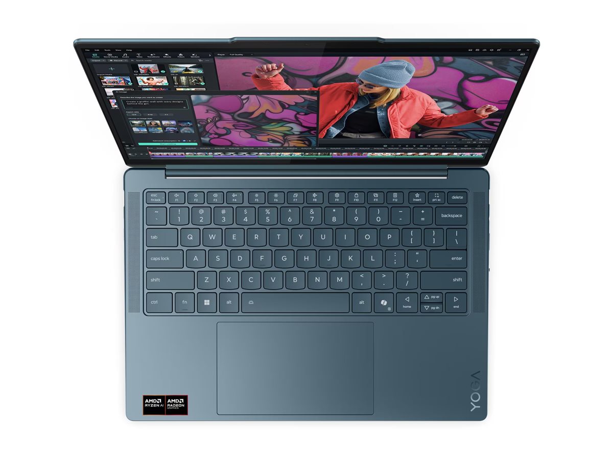 Lenovo- Yoga Slim 7 14AKP10 AMD | Tidal Teal | 14 " | OLED | WUXGA | 1920 x 1200 pixels | Glossy | AMD Ryzen AI 5 | 330 | 16 GB | Soldered LPDDR5X | Solid-state drive capacity 512 GB | AMD Radeon 820M Graphics | Windows 11 Home | 802.11be | Bluetooth vers