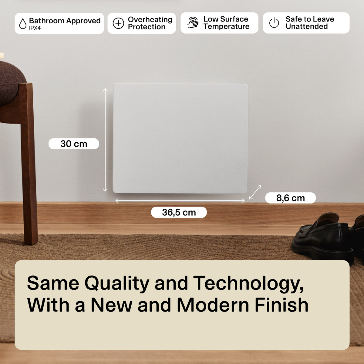 Mill Color Panel Heater | COLOR250 | Panel Heater | 250 W | Suitable for rooms up to 2-5 m² | Matte White | IPX4