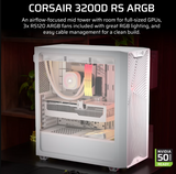 Corsair PC Case | 3200D RS ARGB | Mid-Tower | White