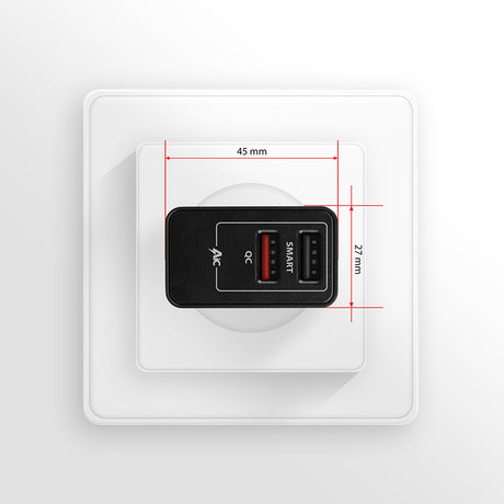 AXAGON Dual wallcharger 240V/2x USB port QC3.0/AFC/FCP and 5V-1.2A, 24W | ACU-QS24