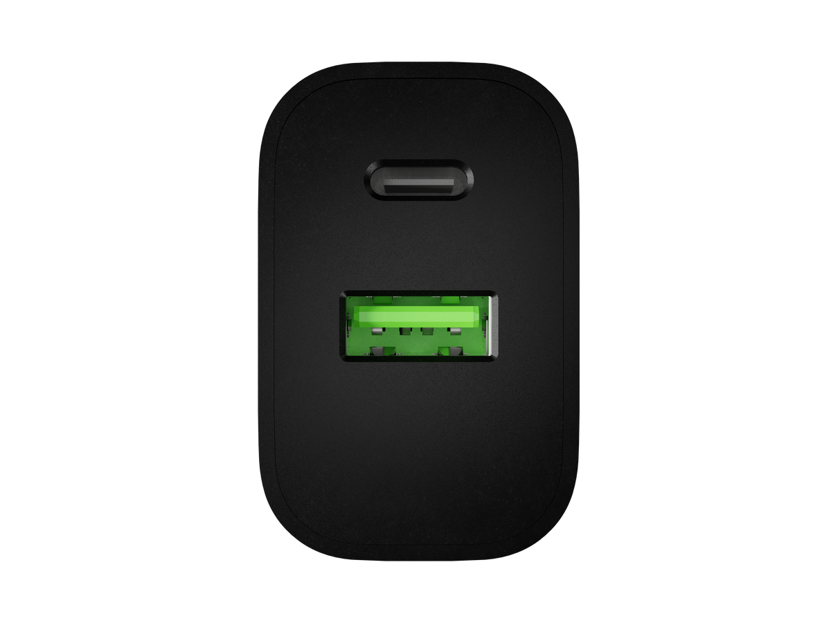 Natec Ribera USB Charger 1X USB-A + 1X USB-C 20W, Black