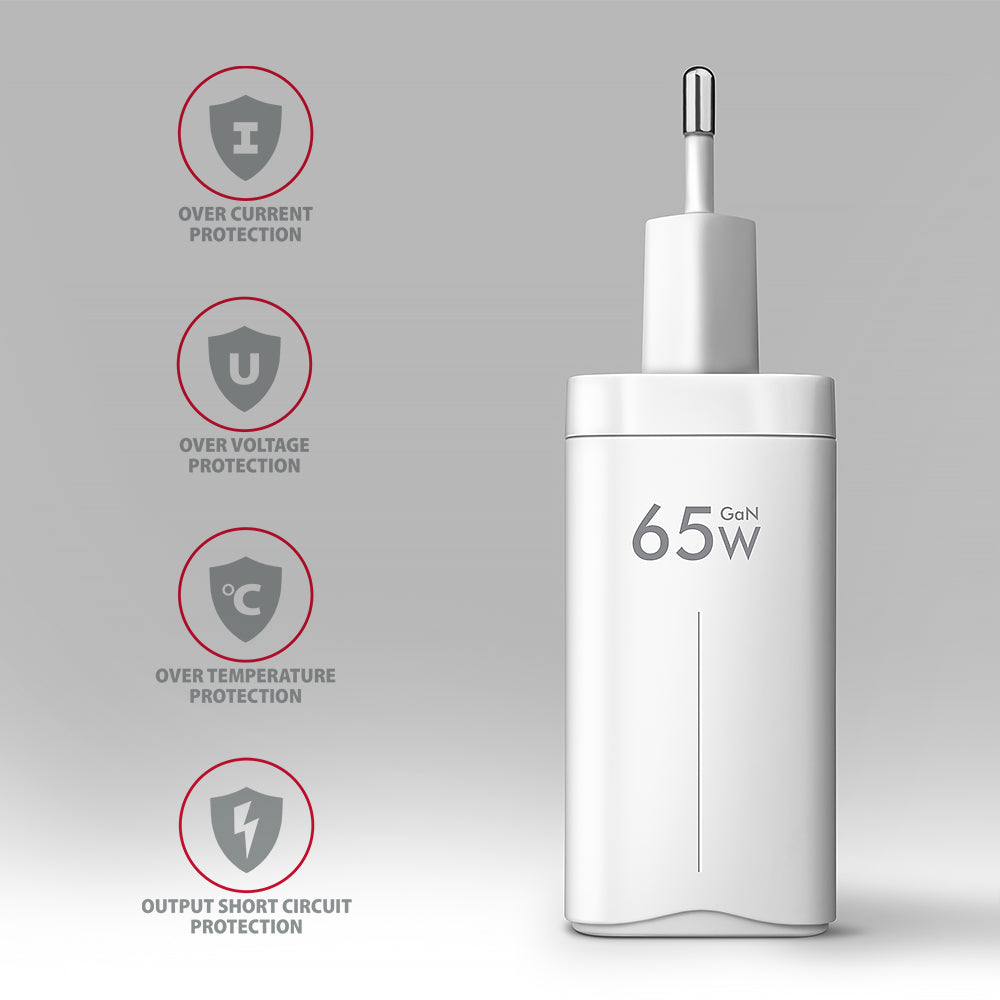 AXAGON GaN wallcharger 3x port (USB-A + 2x USB-C), PD3.0/PPS/QC4+/SFC2.0/AFC/SCP/FCP/Apple, 65W | ACU-DPQ65W